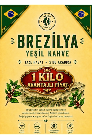 Resso Coffee Avantaj Brezilya %100 Arabica Yeşil & Çiğ Kahve Çekirdeği 1 KG