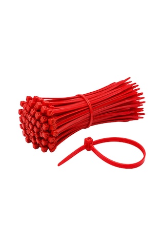 Alegron Kırmızı Plastik Kelepçe 4,8 X 200 Mm 100 Adet