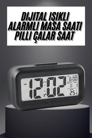 Dijital Masa Saati Led Ekranlı Pilli Alarmlı Gece Çalar Saat Çok Renkli 09775540