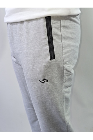 Jump Erkek Pamuklu Slim Fit Düz Paça Eşofman Altı Melanj Gri