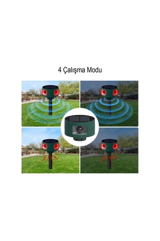 Powermaster 26948 Ultrasonic Sesli Solar Hayvan Kovucu Alarm Cihazı 360derece Sensörlü