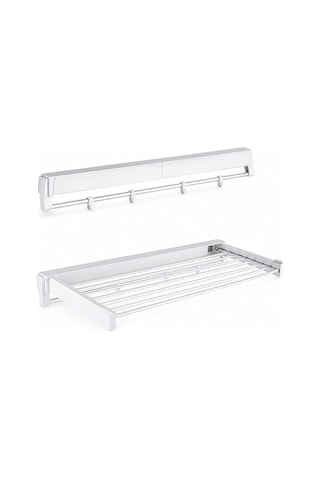 Sunup Sn-37717 Katlanabilir Çamaşır Askılığı Duvara Monte Gizli Balkon Akordeon Kurutma Beyaz Diğer