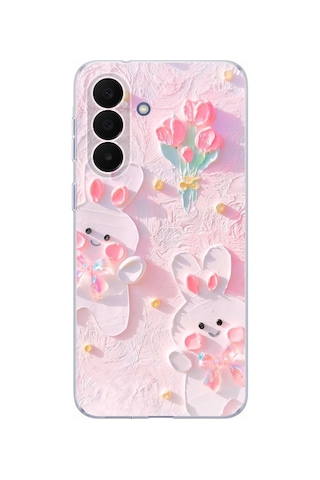 Samsung Galaxy A27 Uyumlu Sevimli Tavşanlar Baskılı Silikon Kılıf Renkli Samsung Galaxy A27 Uyumlu Sevimli Tavşanlar Baskılı Silikon Kılıf Renkli