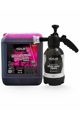 %95 Cilalı Pembe Oto Şampuanı 5 Lt + Hediye Köpük Atan Basınçlı Pompa 2 Lt