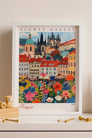 Prag Çekya Çerçeveli Tablo Seyahat Severlere Salon Ve Ofis İçin Estetik Duvar Dekoru Travel Flower Market