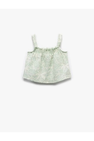 Koton Kare Yaka Gipeli Askılı Yeşil Kız Bebek Bluz 5smg60034aw Yeşil