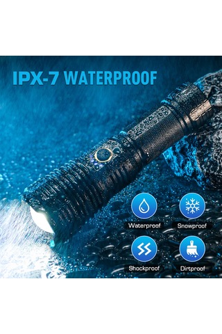 Jeemson P70 Taşınabilir Şarjlı El Feneri - 5000mah Pil, 5 Aydınlatma Modu, Tip-c Şarj, Su Geçirmez Siyah