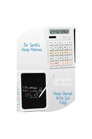 Lcd Ekran Yazı Tahtalı Hesap Makinesi 12 Haneli Tabletli Hesap Makinesi Beyaz