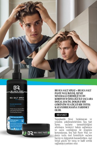 Saç Deniz Tuzu Spreyi - Sea Salt Spray & Wax Saç Şekillendirici Mat Wax Sea Salt Paste - 2'li Set Saçbakım