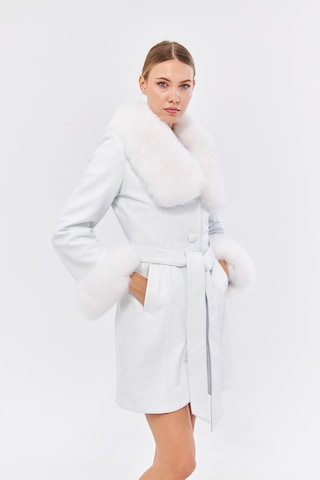 Derinss Dka1551 Hakiki Deri Kadın Beyaz Kaban 001