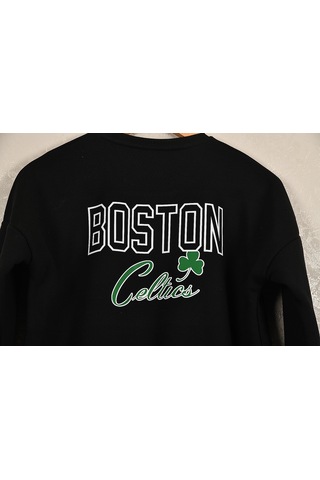 Çocuk Celtic Oversize Baskılı Pamuklu Uzun Kollu Bisiklet Yaka Sw Siyah