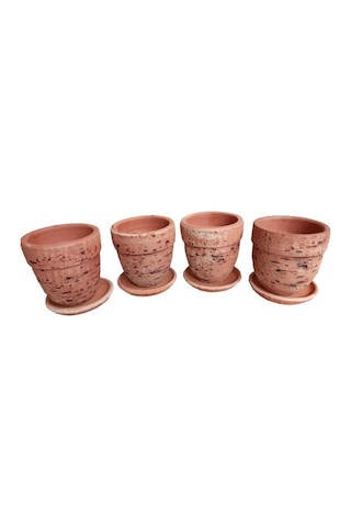 4 Adet Antik Görünümlü Toprak Saksı 12 12 Cm 90008911