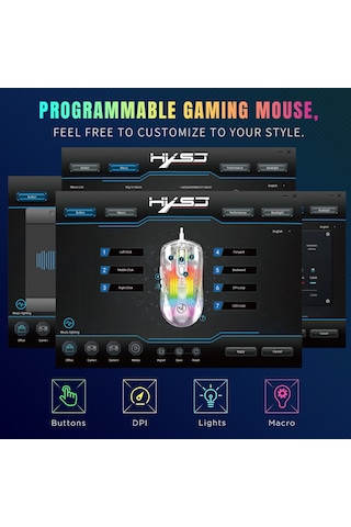 Springsun "profesyonel Oyun Faresi: 12800 Dpı, 7 Programlanabilir Tuş, Rgb Aydınlatma, Ergonomik Tasarım" 001