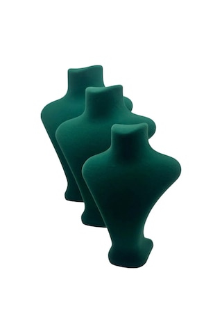 Yerli Üretim Süet Kumaş Yeşil Renk Üç Boy Takı Mankeni Çok Renkli