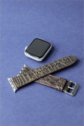 Apple Uyumlu Watch Kordon Kahverengi Croccodile 42-44-45 Mm