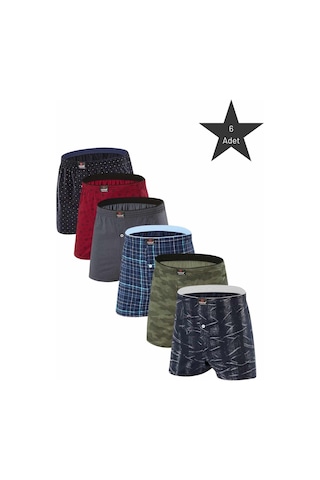 Erdem Karışık 6'lı Desenli Penye Boxer 1400dsn06 DESENLİ
