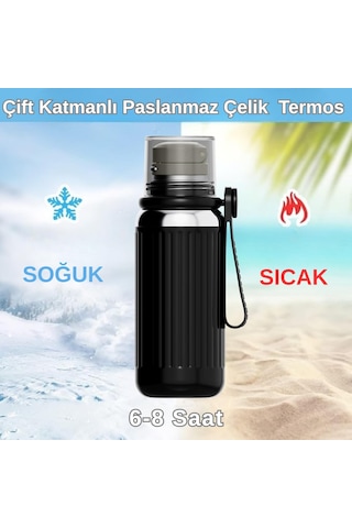 Çift Katmanlı Paslanmaz Çelik Termos 500 Ml Siyah