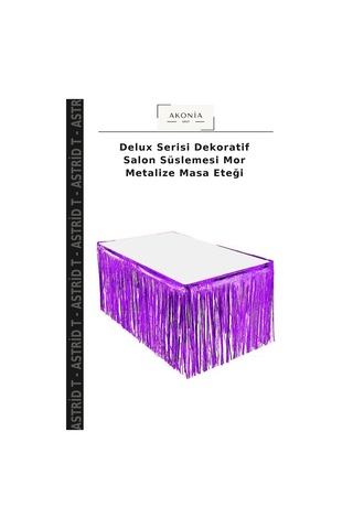Delux Serisi Dekoratif Salon Süslemesi Mor Metalize Masa Eteği