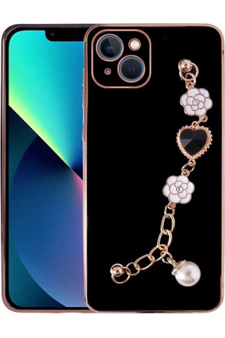 Effox Apple Uyumlu iPhone 13 El Tutamaçlı Kamera Korumalı Taka Silikon Kılıf-siyah Siyah