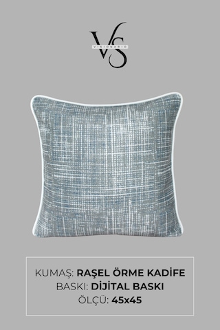 Kırlent Kılıfı Desenli 45x45 Raşel Örme Kadife Çift Taraflı Dijital Baskı Beyaz Biyeli 02 Çok Renkli