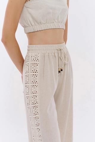 Olla Collection Kumaş Matchli Pantolon Natur Çok Renkli