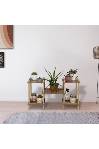 Dekoratif Raflı Ahşap Çiçeklik Saksı Standı Saksılık, Balkon Rafı