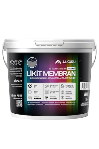 Alkoru 5 Kg Gri Likit Membran Renkli Reçine Esaslı