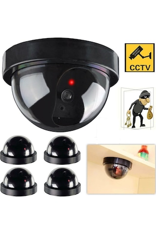 4 Adet Led Işıklı Dome Kamera Taklit_Sahte_Tavan Caydırıcı Kamera