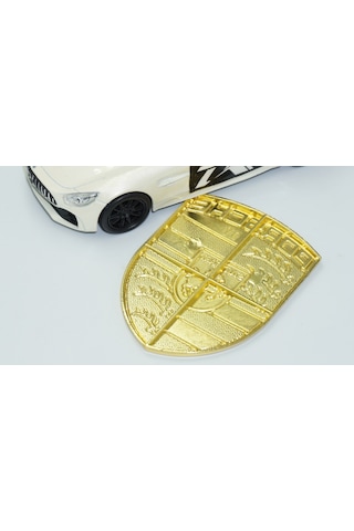 Dk Tuning Porsche Logo Kaput Body 3m Gold Metal Logo Amblem Arma