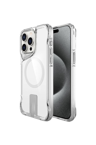 Apple Uyumlu iPhone 15 Pro Max Magsafe Şarj Özellikli T-max Standlı Kılıf-renksiz Renksiz Renksiz