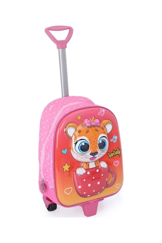 Çekçekli Kedicik Anaokulu Çantası Suluklu Pembe