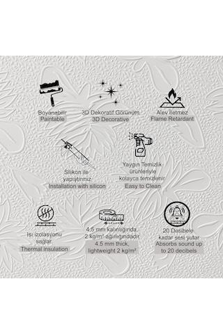 3d Duvar Paneli Boyanabilir Dekota 60x120 Cm / Ağaç Desenli 7'li Paket-5 M²