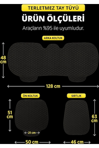 Organic Tay Tüyü Cepli & Terletmez Sırtlı Oto Koltuk Minder Seti - Koltuk Koruma Kılıfı Siyah Beyaz 3'lü Set