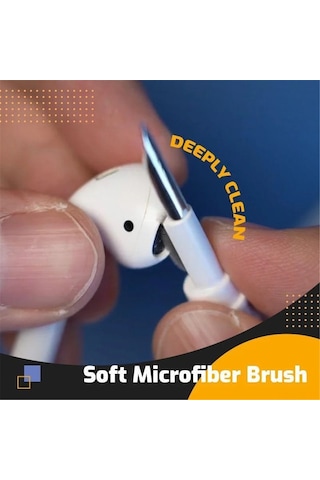 Skycity Beyaz Bluetooth Kulaklık Temizleme Kalemi - 3'lü Fonksiyonlu Fırça+metal Uç+yün - Airpods, Xiaomi, Huawei Uyumlu