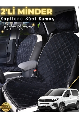 Peugeot Rifter Uyumlu 2'li Süet Oto Koltuk Minderi Terletmez Kolay Montaj Oto Aksesuar A2 Siyah