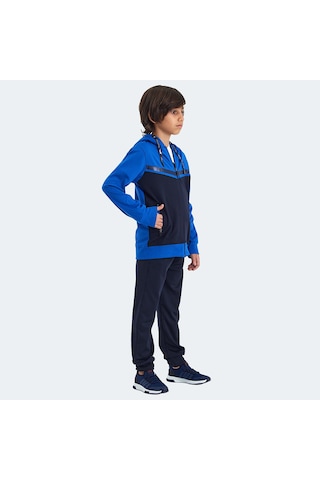 Slazenger NOON Çocuk Fermuarlı Kapüşonlu Cepli Lacivert / Saks Mavi Eşofman Takımı