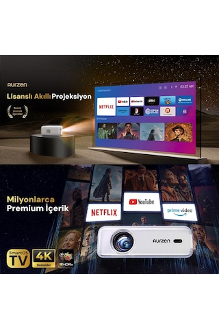 Vankyo Aurzen D1 Smart Tv 4k Destekli Projeksiyon Cihazı +hdr10+auto Focus+auto Keystone+6g Wifi+6.1bt+dolby Ses Sistemi - Ps5/ps4/xbox