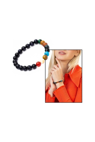 Küre Kesim Çoklu Doğaltaş Yıldız-gezegen Kombinli Kadın Bilekliği Çok Renkli