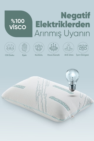Dinlendirici Visko Yastık - Ortopedik Lüx Tombul Yastık - Anti Statik Kumaş Stres Azaltan Visco Beyaz