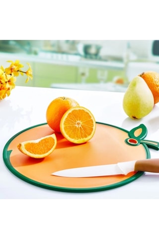 Portakal Figürlü Kaydırmaz Kesme Tahtası Doğrama Panosu Renkli