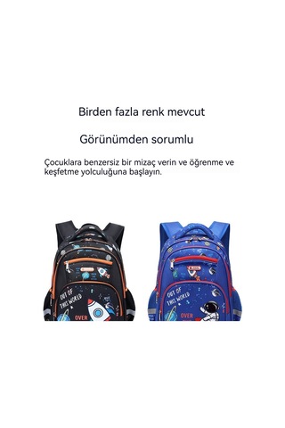 Relaxed Okul Çantası Çocuk 3.-6. Sınıf İlköğretim Okulu Çocuğu Büyük Kapasiteli Sırt Çantası Sırt Çantası Uzay Schoolbag-mavi
