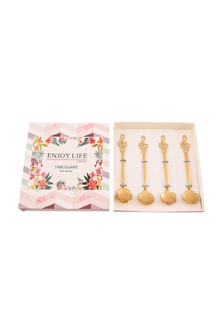 Folinda 4 Adet Çiçek Desenli Zambak, Gül, Papatya, Nergis Müzik Notası Kolu Paslanmaz Çelik Kahve-kek Karıştırma Kaşığı Seti Diğer