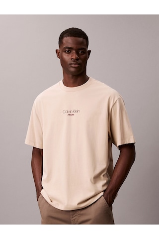Calvin Klein Kısa Kollu 16s Rahat Kesim Ckj Grafikli Erkek Kahverengi T-shirt Lv04rc851g-2f2 Kahverengi