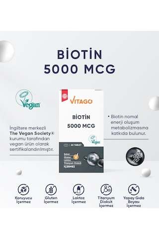 Vitago Premium Biotin 5000 Mcg 60 Tablet