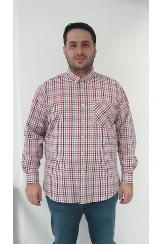 Tousus Büyük Beden Ekose Bej Erkek Gömlek Btl-6160-tss