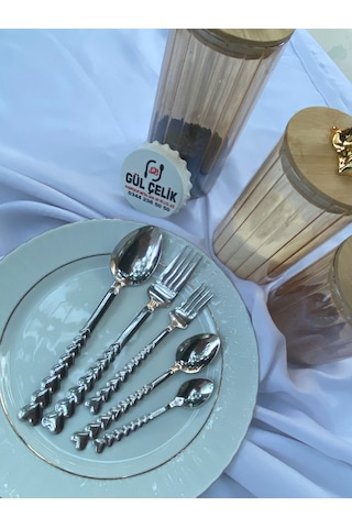 Çatal Kaşık Seti 60 Parça 12 Kişilik 18/0 Kalite Kalpli Model