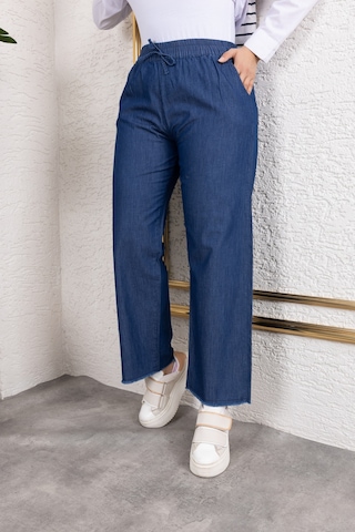 Beli Lastikli Keten Pantolon - Lacivert / A0104 Lacivert