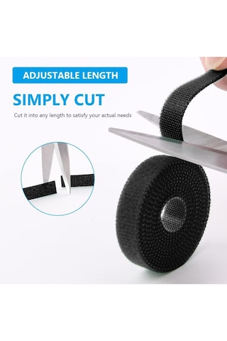 Velur-enjeksiyonlu Sırt Sırta Cırt Bant Uz:1 M X 14 Mm Siyah Kablo Düzenleyici / Cırt Bağı