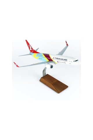 Thy007 1/100 Ölçek, Thy Aston Villa Logolu B737-800 Yolcu Uçağı, Sergilemeye Hazır Ahşap Standlı Model-56261