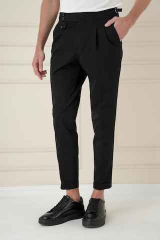 Efor Comfort Fit Beli Tokalı Çift Pileli Siyah Jogger Pantolon P 1172 Siyah